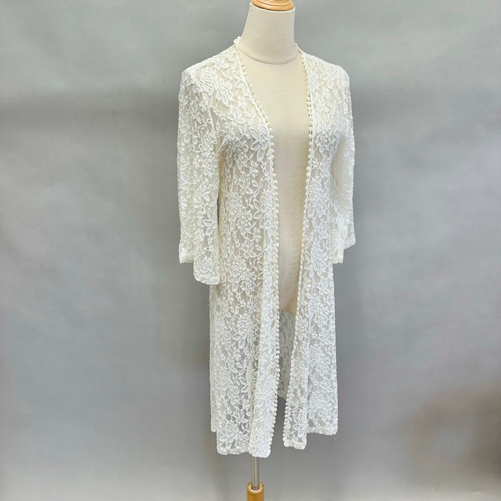 Moto Boho ivory lace midi open front kimono cardigan bell sleeves size‎ Medium - Picture 9 of 13